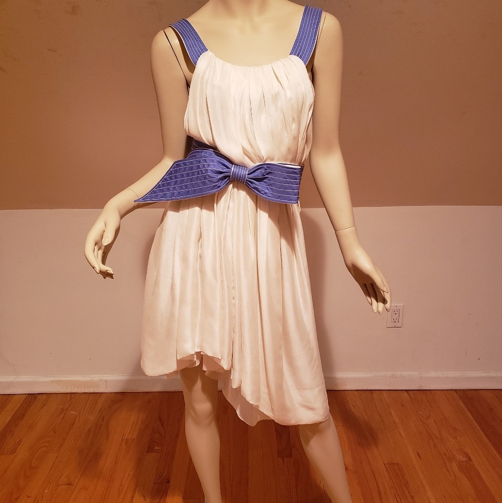 Couture Nina Ricci silk Grecian dress purple bow
